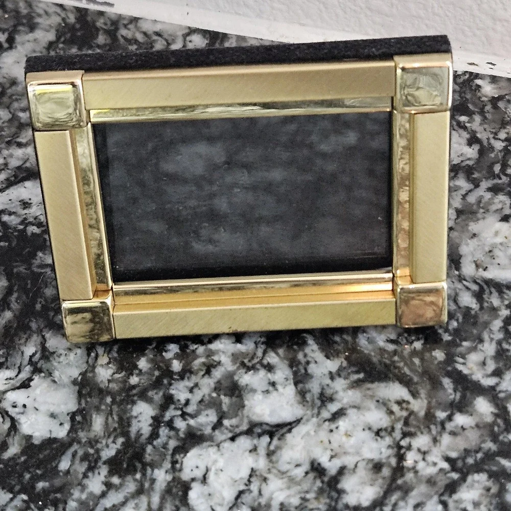 vintage gold tone picture frame with easel velvet back stand 4x3‎ inches